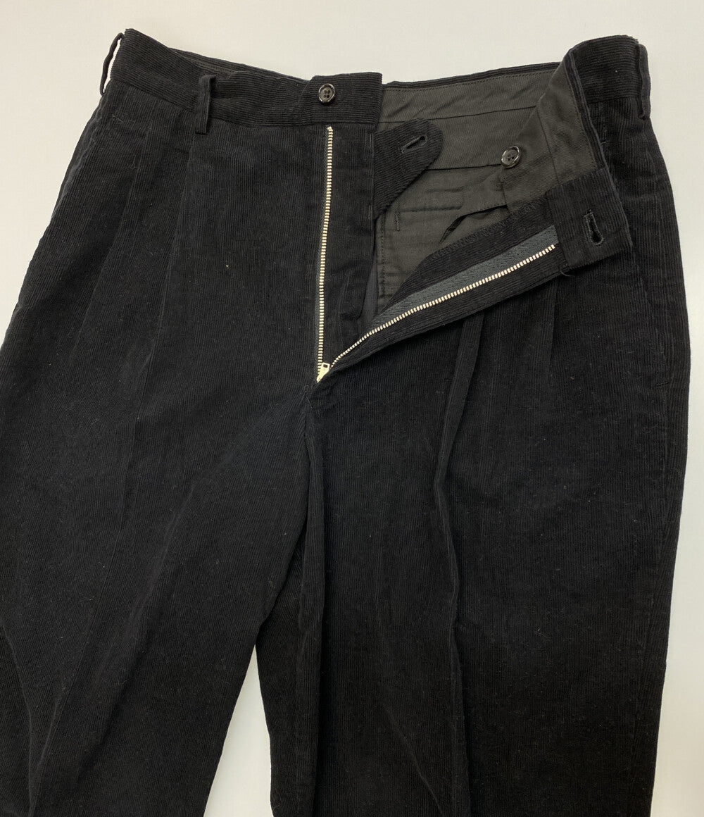 COMME des GARCONS HOMME PLUS 1990AW 2タックコーデュロイパンツ ブラック PP-11036 メンズ SIZE M コムデギャルソンオムプリュス
