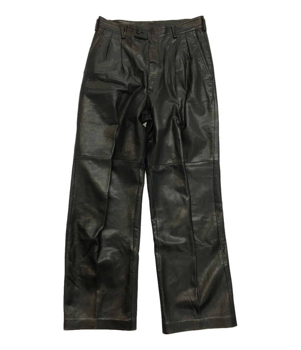 COMME des GARCONS HOMME ワイドレザーパンツ 膝切替 ブラック HP-08001L メンズ SIZE L コムデギャルソンオム