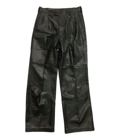 COMME des GARCONS HOMME ワイドレザーパンツ 膝切替 ブラック HP-08001L メンズ SIZE L コムデギャルソンオム