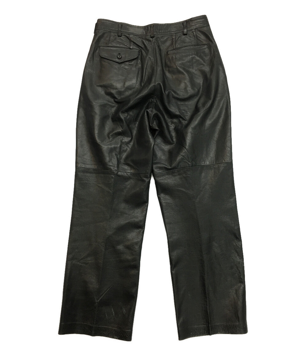 COMME des GARCONS HOMME ワイドレザーパンツ 膝切替 ブラック HP-08001L メンズ SIZE L コムデギャルソンオム