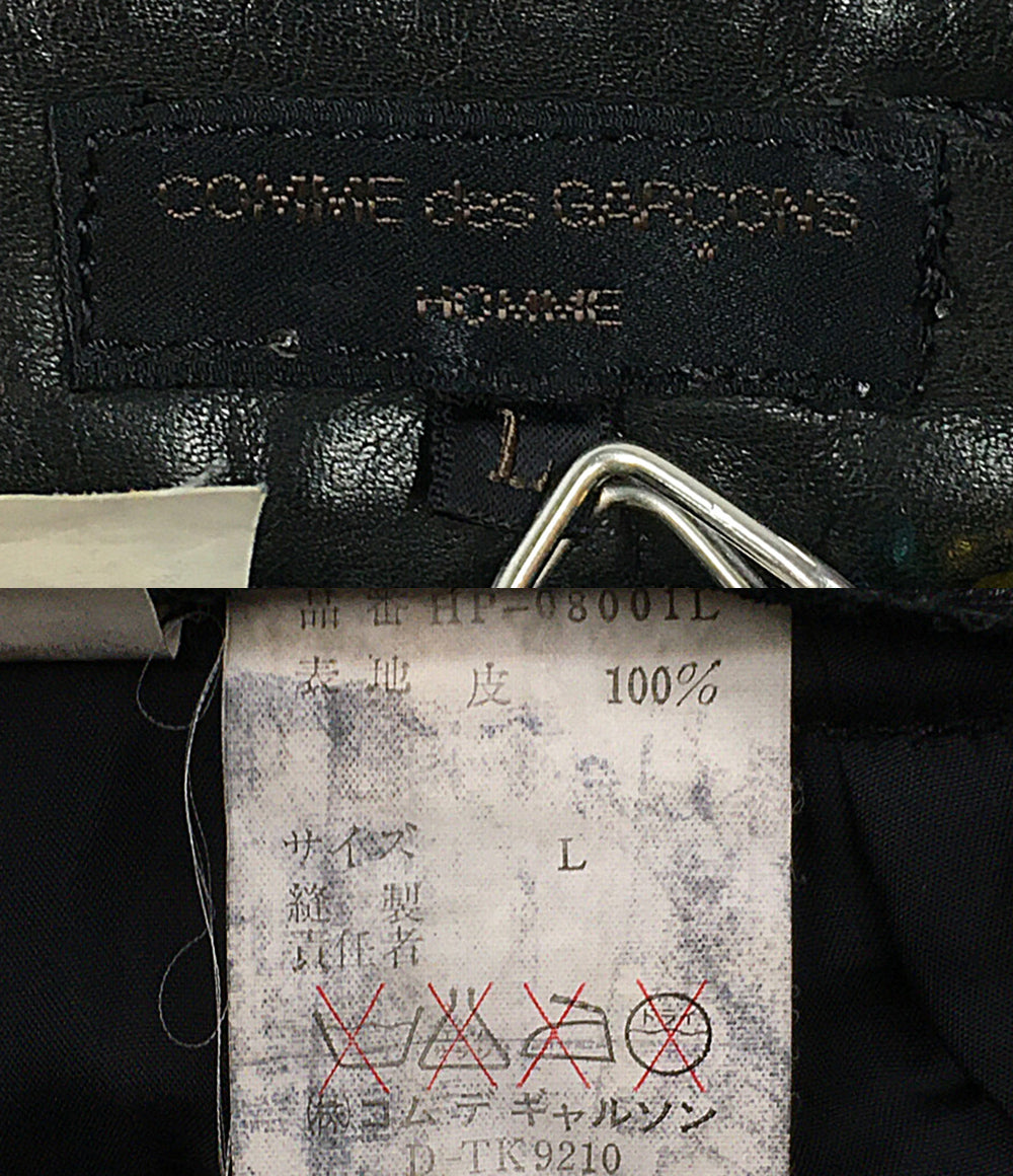COMME des GARCONS HOMME ワイドレザーパンツ 膝切替 ブラック HP-08001L メンズ SIZE L コムデギャルソンオム