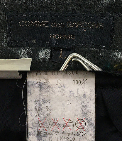COMME des GARCONS HOMME ワイドレザーパンツ 膝切替 ブラック HP-08001L メンズ SIZE L コムデギャルソンオム