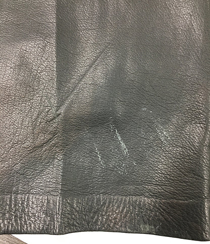 COMME des GARCONS HOMME ワイドレザーパンツ 膝切替 ブラック HP-08001L メンズ SIZE L コムデギャルソンオム