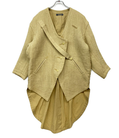 ISSEY MIYAKE 80s 筆タグ 変形ノーカラージャケット クリーム レディース SIZE 9 イッセイミヤケ