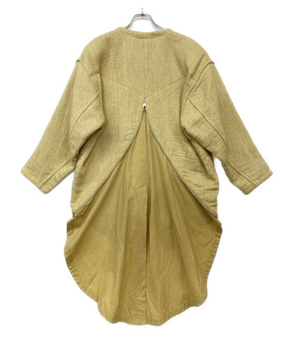 ISSEY MIYAKE 80s 筆タグ 変形ノーカラージャケット クリーム レディース SIZE 9 イッセイミヤケ