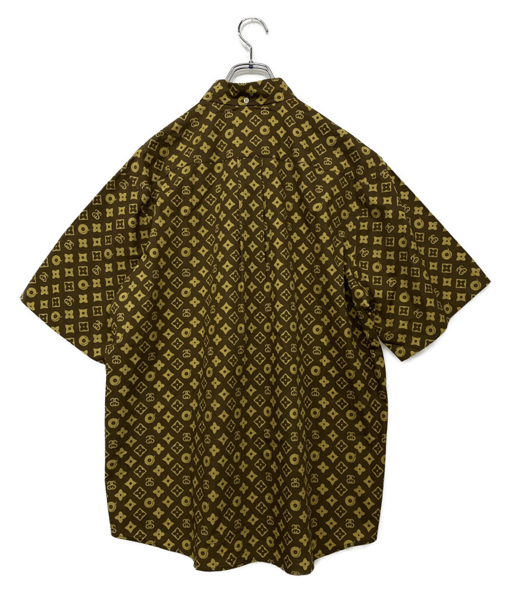 STUSSY 半袖シャツ USA製 90s モノグラム ブラウン メンズ SIZE M ステューシー