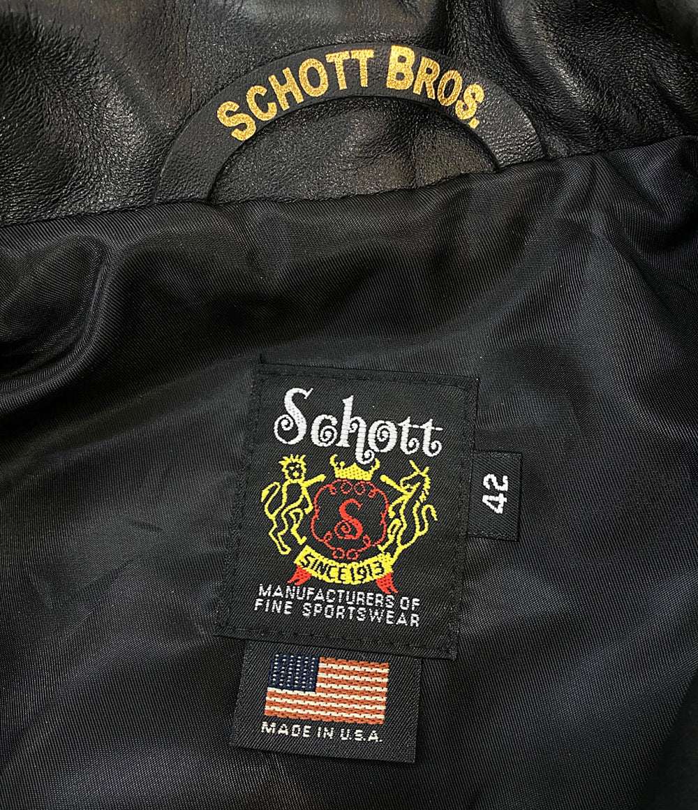 【米国製】schott トラッカージャケット　本革　642 ブラック　42 SCHOTT トラッカージャケット レザー USA製 ブラック メンズ SIZE 42