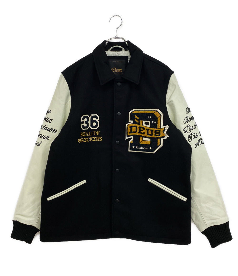 Deus Ex Machina スタジャン SOURMUG COACH JACKET 刺? ブラック メンズ SIZE M デウスエクスマキナ