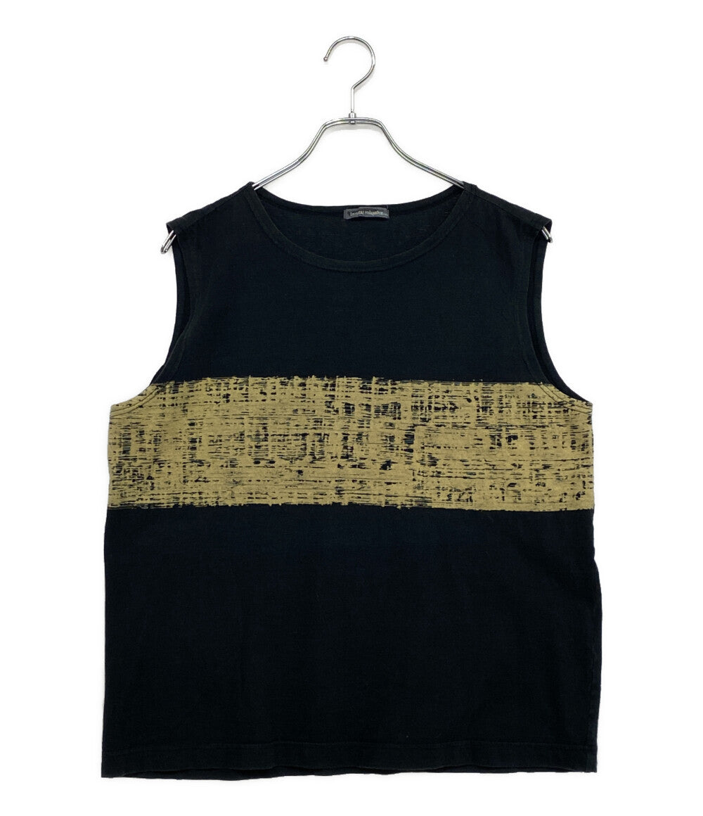 ISSEY MIYAKE MEN タンクトップ 筆タグ プリント ブラック 80s LY12077