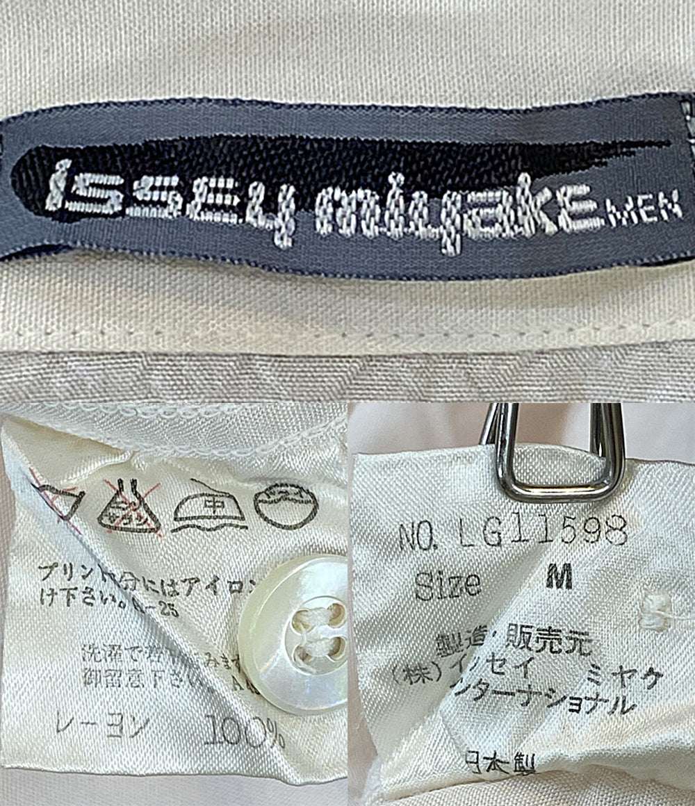 ISSEY MIYAKE MEN 開襟シャツ 筆タグ 半袖 ロゴプリント 80s LG11598 メンズ SIZE M イッセイミヤケ メン