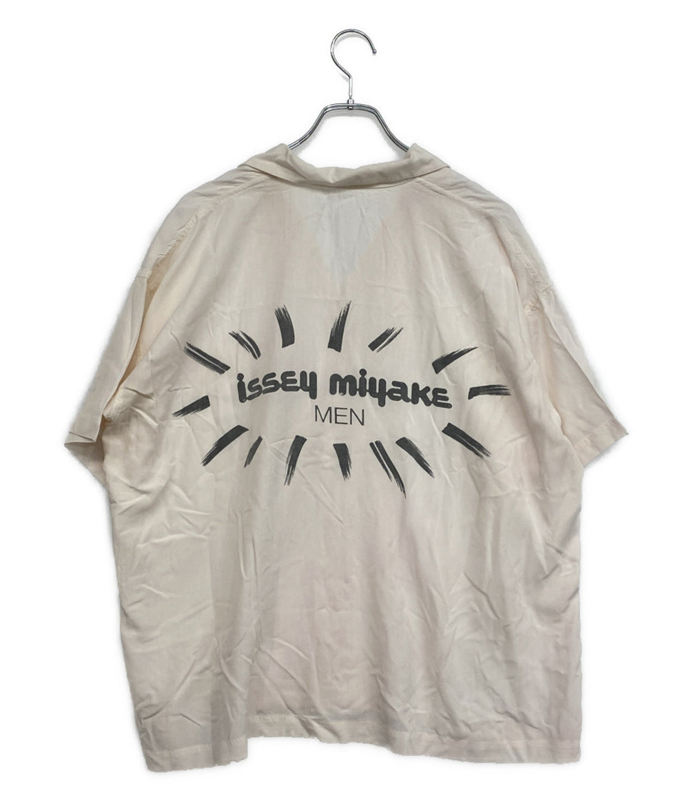 ISSEY MIYAKE MEN 開襟シャツ 筆タグ 半袖 ロゴプリント 80s LG11598