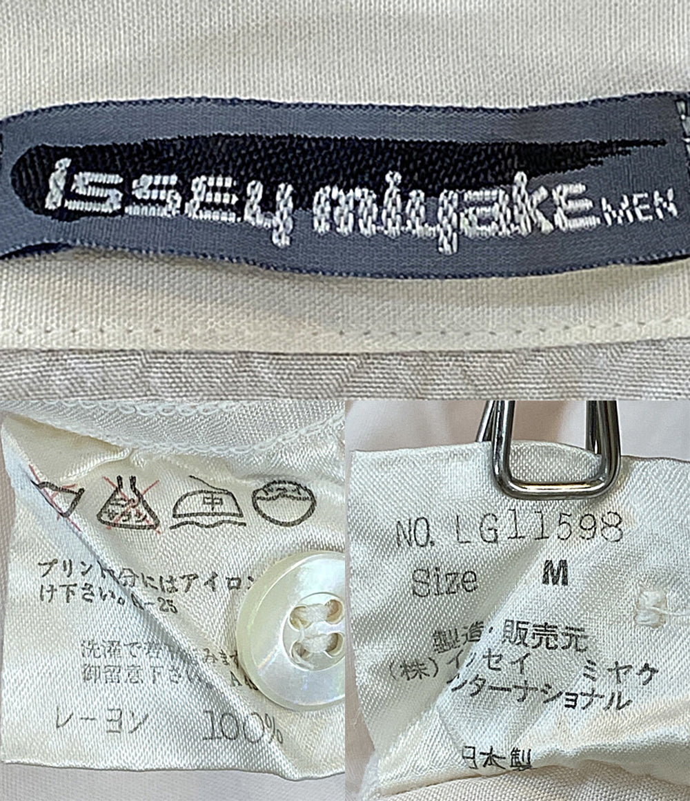 ISSEY MIYAKE MEN 開襟シャツ 筆タグ 半袖 ロゴプリント 80s LG11598 メンズ SIZE M イッセイミヤケ メン