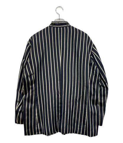 ISSEY MIYAKE ストライプジャケット 銀タグ ネイビー 90s IM13-FD040 レディース SIZE L イッセイミヤケ