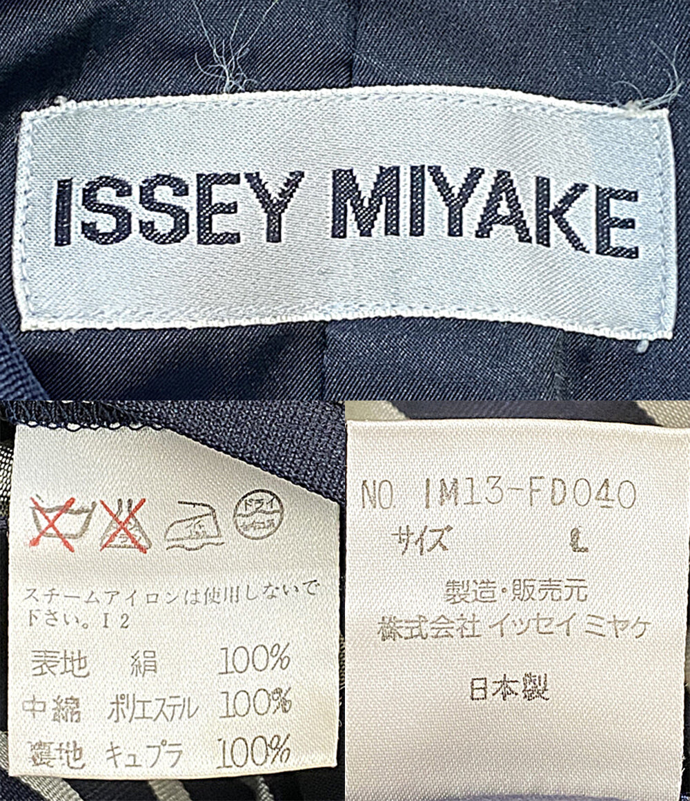 ISSEY MIYAKE ストライプジャケット 銀タグ ネイビー 90s IM13-FD040 レディース SIZE L イッセイミヤケ