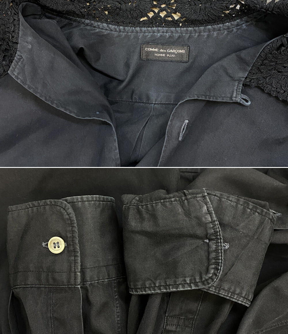 COMME des GARCONS HOMME PLUS 80s レースカラー長袖シャツ ブラック PB-050450 メンズ SIZE - コムデギャルソンオムプリュス
