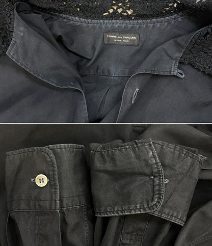 COMME des GARCONS HOMME PLUS 80s レースカラー長袖シャツ ブラック PB-050450 メンズ SIZE - コムデギャルソンオムプリュス