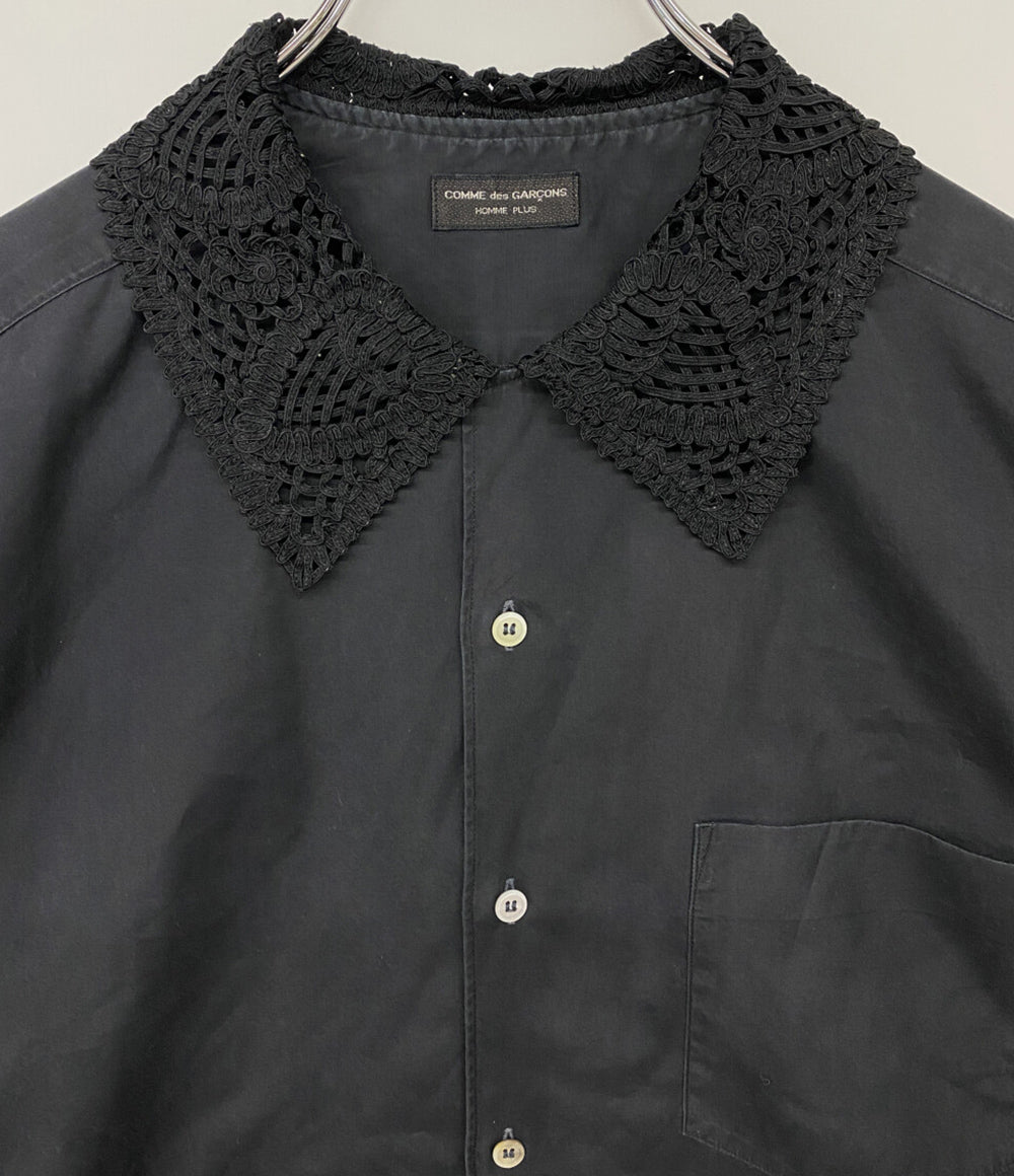 COMME des GARCONS HOMME PLUS 80s レースカラー長袖シャツ ブラック PB-050450 メンズ SIZE - コムデギャルソンオムプリュス