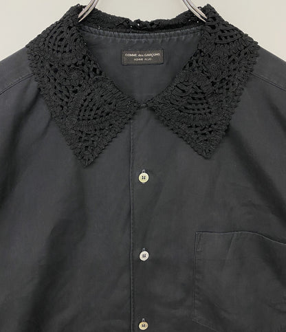 COMME des GARCONS HOMME PLUS 80s レースカラー長袖シャツ ブラック PB-050450 メンズ SIZE - コムデギャルソンオムプリュス