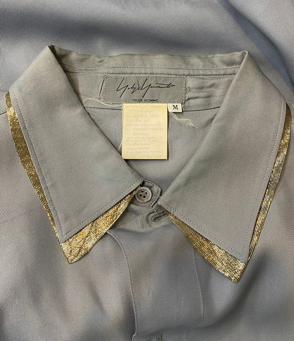 YOHJI YAMAMOTO POUR HOMME 91AW レーヨンシルク長袖シャツ 襟内:ゴールド メンズ SIZE M ヨウジヤマモトプールオム