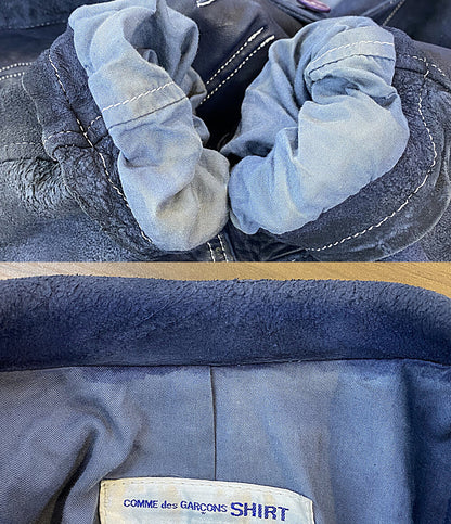 COMME des GARCONS SHIRT レザーテーラードジャケット 羊革 ネイビー 05SS S13085 メンズ SIZE S コムデギャルソンシャツ
