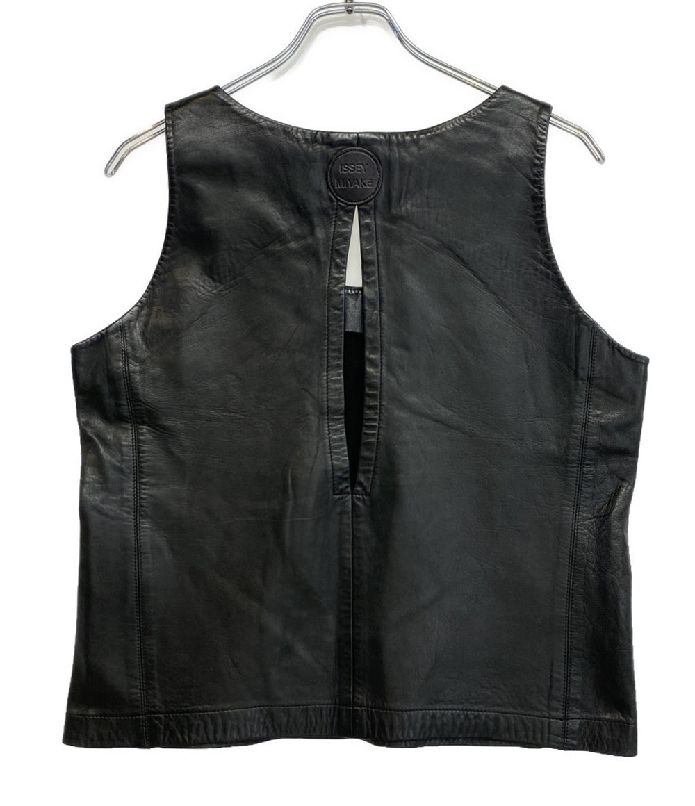 ISSEY MIYAKE ベスト 90s 銀タグ レザー 羊革 ブラック メンズ SIZE L イッセイミヤケ