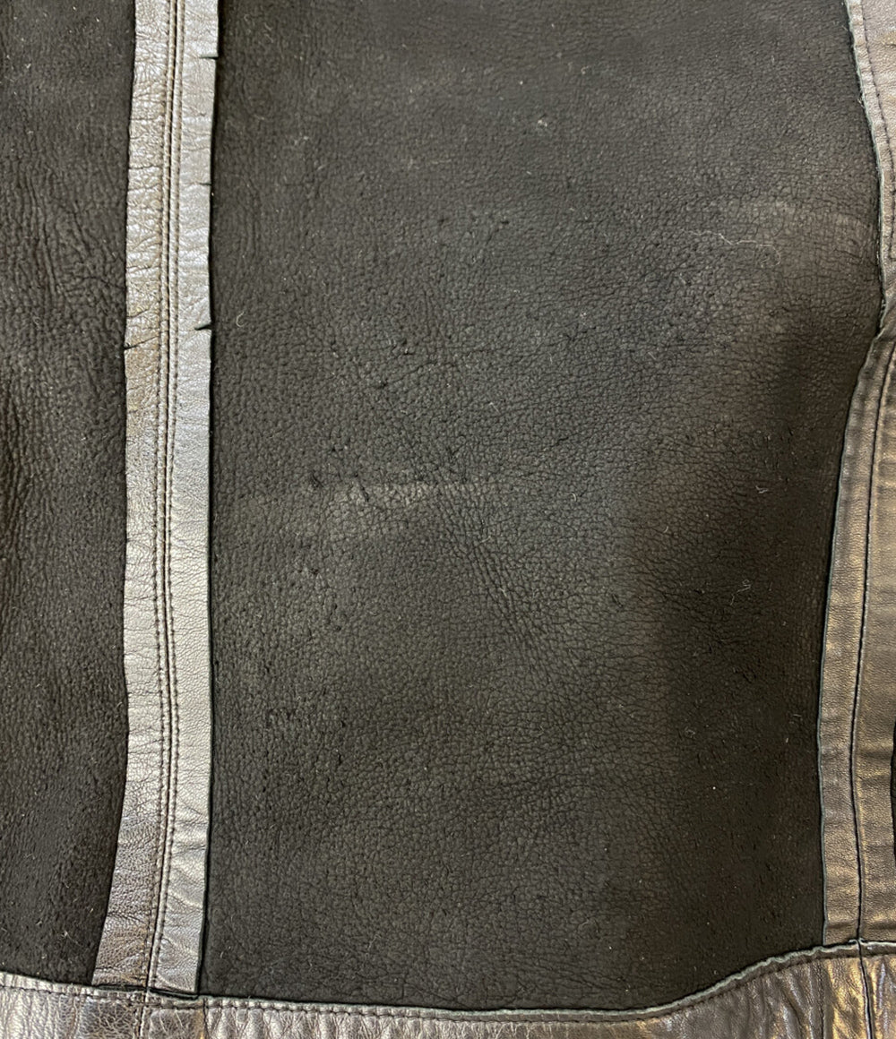 ISSEY MIYAKE ベスト 90s 銀タグ レザー 羊革 ブラック メンズ SIZE L イッセイミヤケ