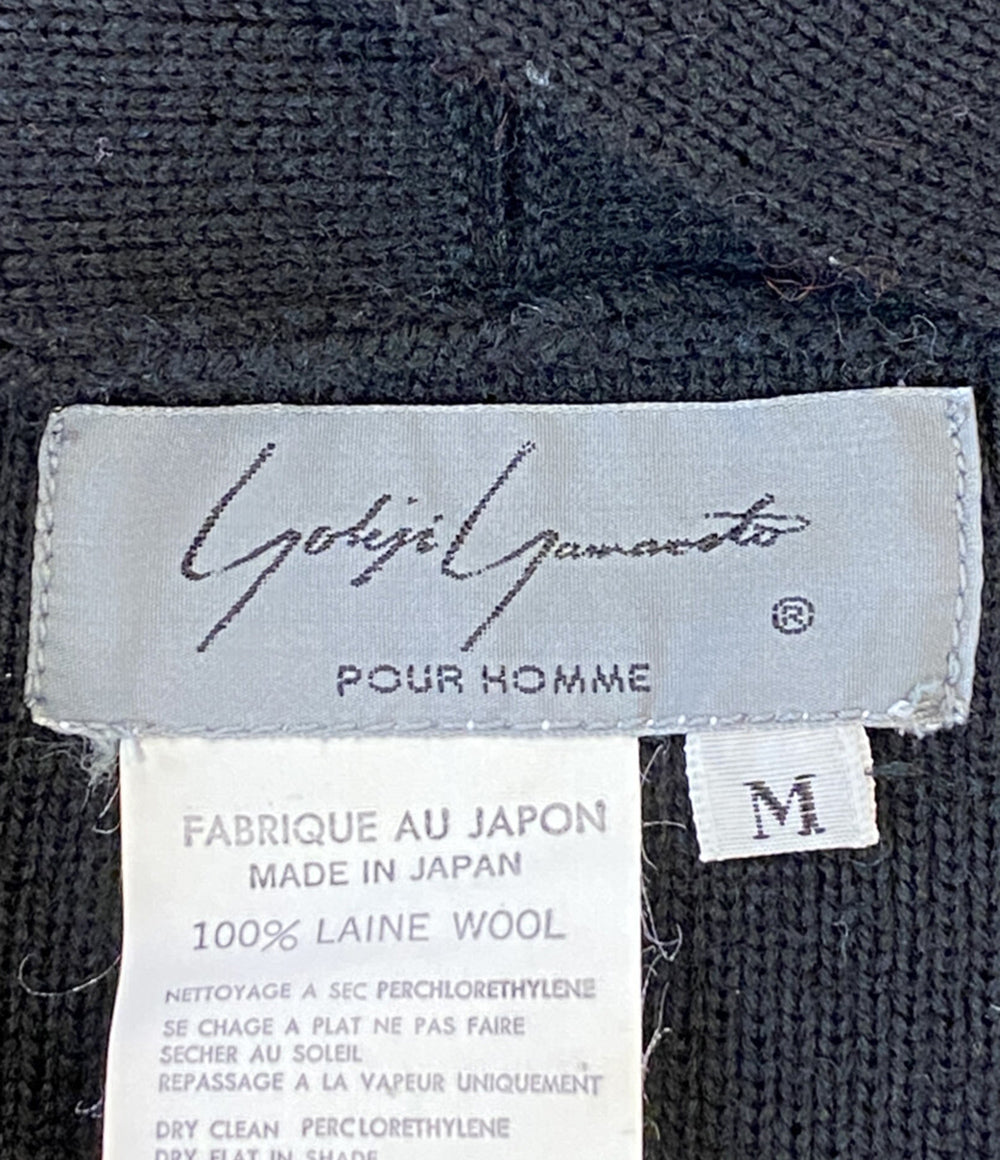 YOHJI YAMAMOTO POUR HOMME 80s 丸ロゴ 変形カラーニット ブラック メンズ SIZE M ヨウジヤマモトプールオム