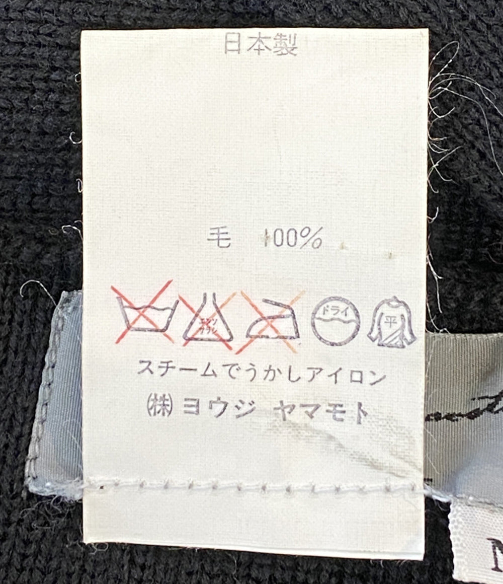 YOHJI YAMAMOTO POUR HOMME 80s 丸ロゴ 変形カラーニット ブラック メンズ SIZE M ヨウジヤマモトプールオム