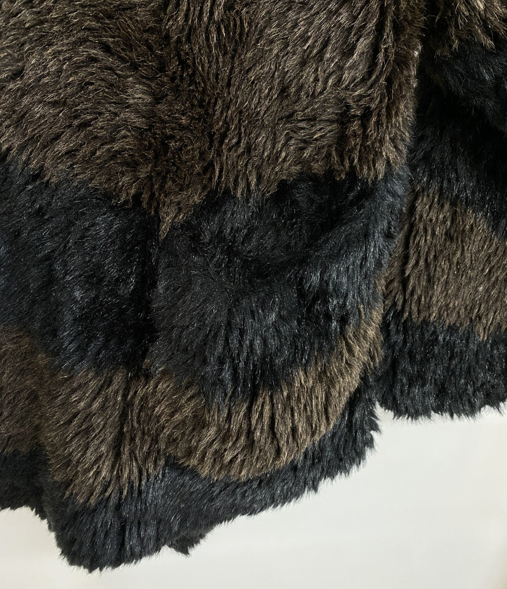 ISSEY MIYAKE 80s 筆タグ フェイクファーコート ボーダー メンズ SIZE L イッセイミヤケ
