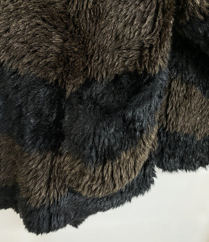 ISSEY MIYAKE 80s 筆タグ フェイクファーコート ボーダー メンズ SIZE L イッセイミヤケ