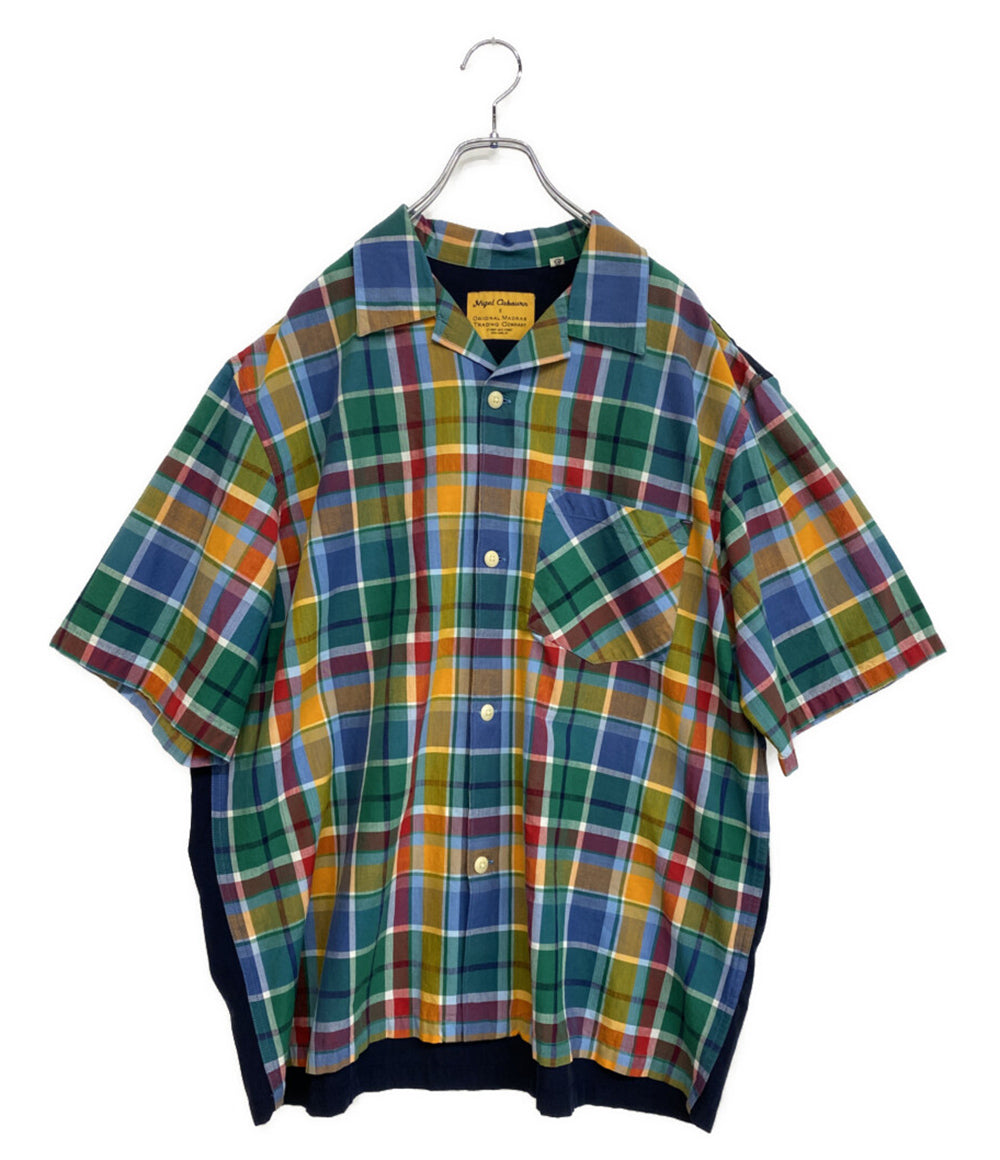 美品 NIGEL CABOURN 半袖シャツ ×OMTC 24SS ミックスハワイアンシャツ マドラスチェック 8048-12-11115 メンズ SIZE M ナイジェルケーボン