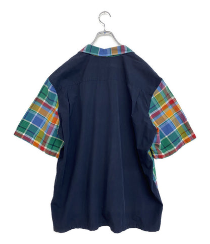 美品 NIGEL CABOURN 半袖シャツ ×OMTC 24SS ミックスハワイアンシャツ マドラスチェック 8048-12-11115 メンズ SIZE M ナイジェルケーボン