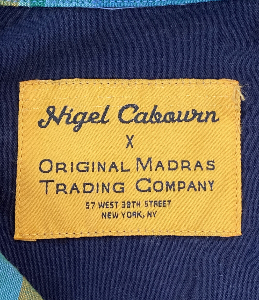 美品 NIGEL CABOURN 半袖シャツ ×OMTC 24SS ミックスハワイアンシャツ マドラスチェック 8048-12-11115 メンズ SIZE M ナイジェルケーボン