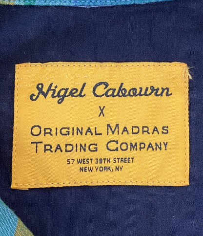 美品 NIGEL CABOURN 半袖シャツ ×OMTC 24SS ミックスハワイアンシャツ マドラスチェック 8048-12-11115 メンズ SIZE M ナイジェルケーボン