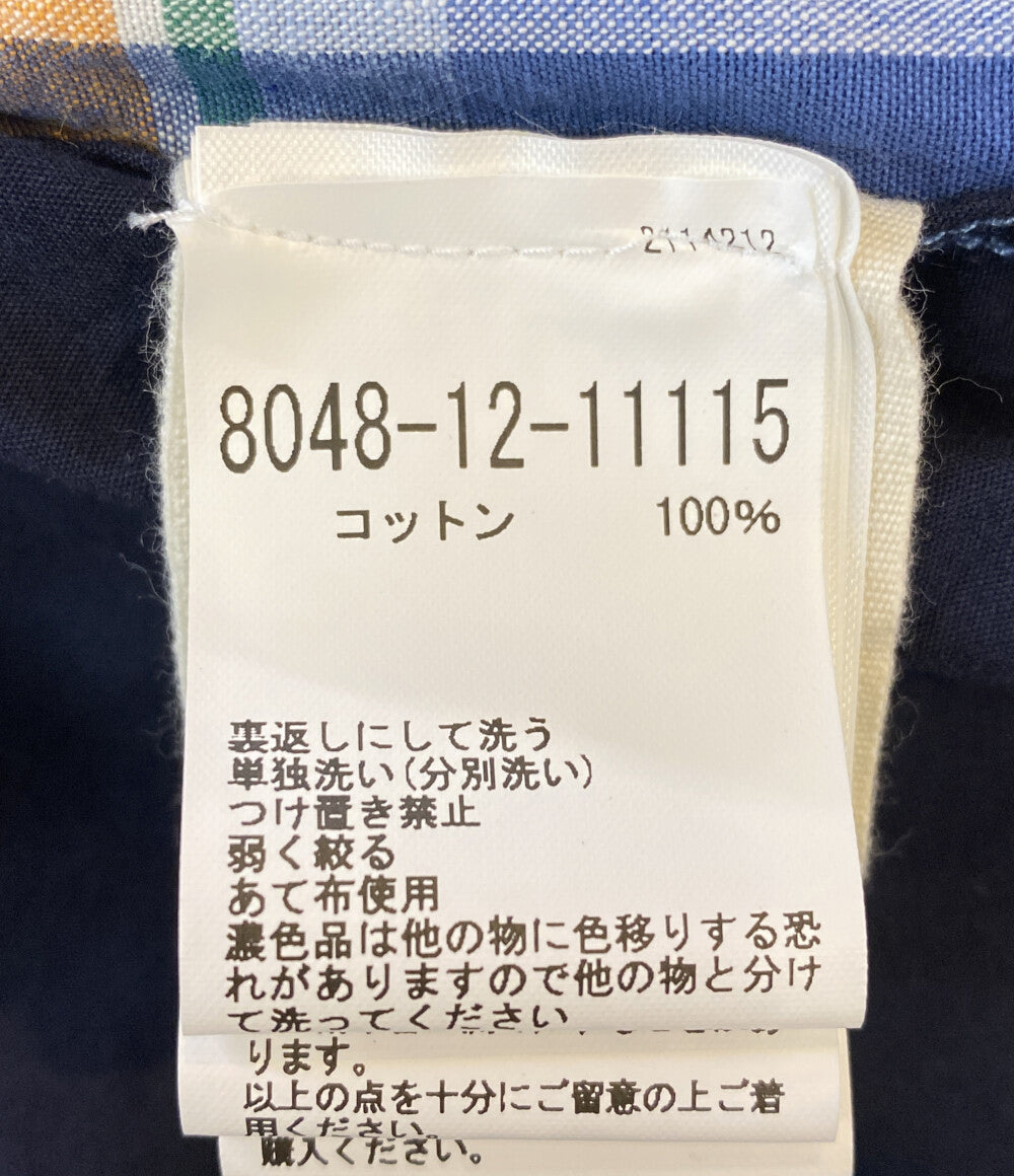 美品 NIGEL CABOURN 半袖シャツ ×OMTC 24SS ミックスハワイアンシャツ マドラスチェック 8048-12-11115 メンズ SIZE M ナイジェルケーボン