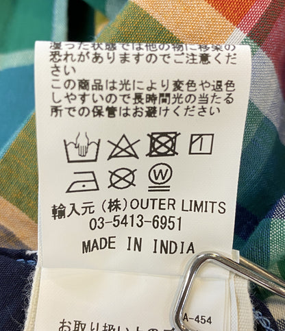 美品 NIGEL CABOURN 半袖シャツ ×OMTC 24SS ミックスハワイアンシャツ マドラスチェック 8048-12-11115 メンズ SIZE M ナイジェルケーボン