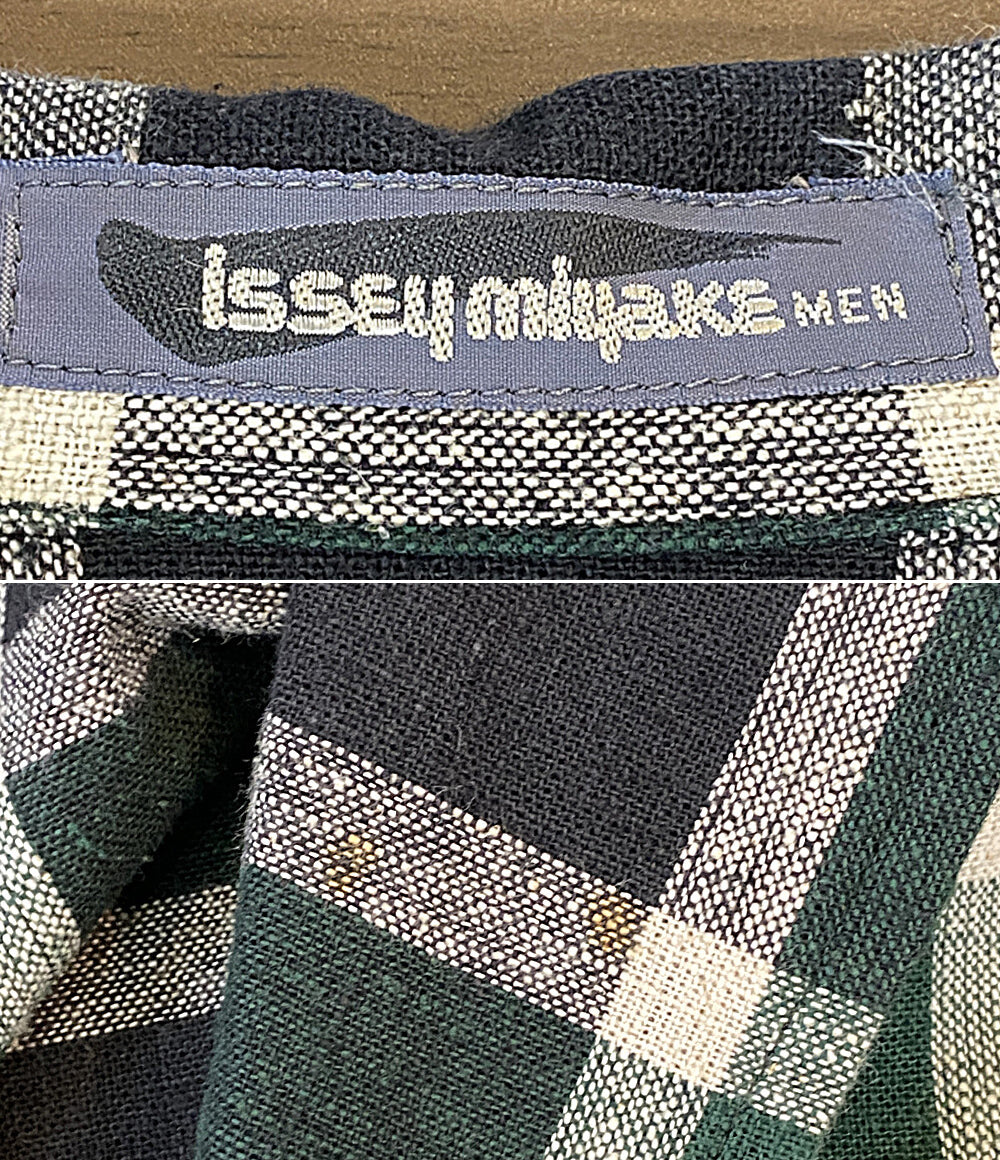 ISSEY MIYAKE MEN ジャケット 筆タグ チェック グリーン 80s LG31986