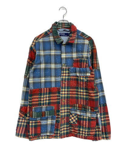 美品 POLO RALPH LAUREN 長袖シャツ パッチワークチェックフランネルオーバーシャツ メンズ SIZE M ポロ・ラルフローレン
