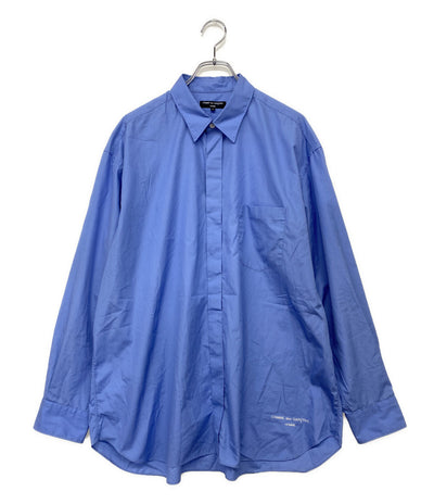 COMME des GARCONS HOMME 長袖シャツ HK-B009 綿ブロードロゴ刺繍L S サックスブルー HK-B009 メンズ SIZE L コムデギャルソンオム