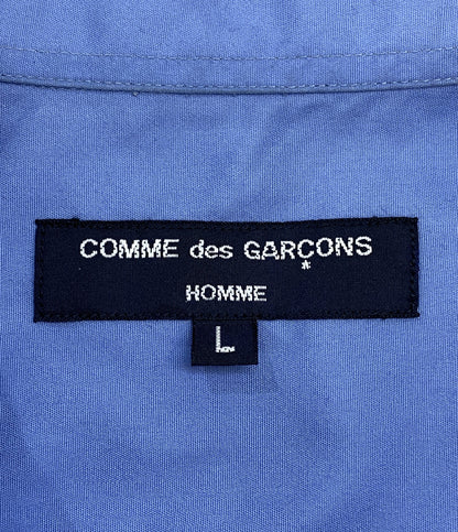 COMME des GARCONS HOMME 長袖シャツ HK-B009 綿ブロードロゴ刺繍L S サックスブルー HK-B009 メンズ SIZE L コムデギャルソンオム