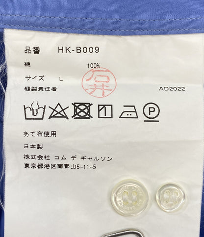 COMME des GARCONS HOMME 長袖シャツ HK-B009 綿ブロードロゴ刺繍L S サックスブルー HK-B009 メンズ SIZE L コムデギャルソンオム