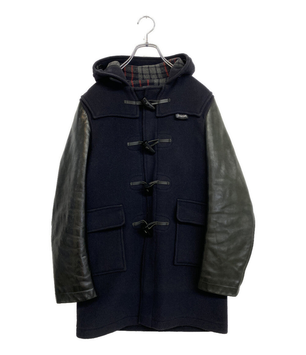 JUNYA WATANABE MAN ダッフルコート Gloverall レザースリーブ 切替 メルトン 08AW WB-C004 メンズ SIZE SS ジュンヤワタナベマン