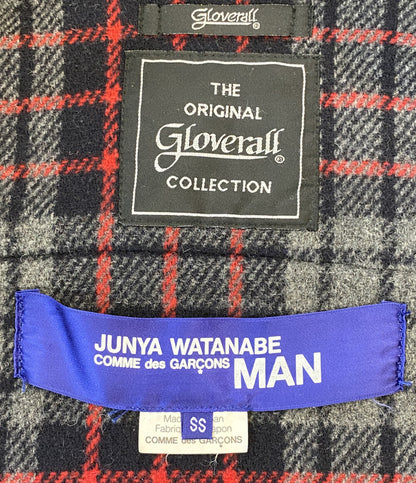 JUNYA WATANABE MAN ダッフルコート Gloverall レザースリーブ 切替 メルトン 08AW WB-C004 メンズ SIZE SS ジュンヤワタナベマン
