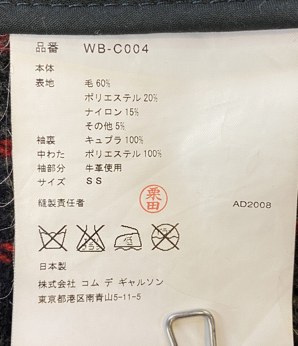 JUNYA WATANABE MAN ダッフルコート Gloverall レザースリーブ 切替 メルトン 08AW WB-C004 メンズ SIZE SS ジュンヤワタナベマン