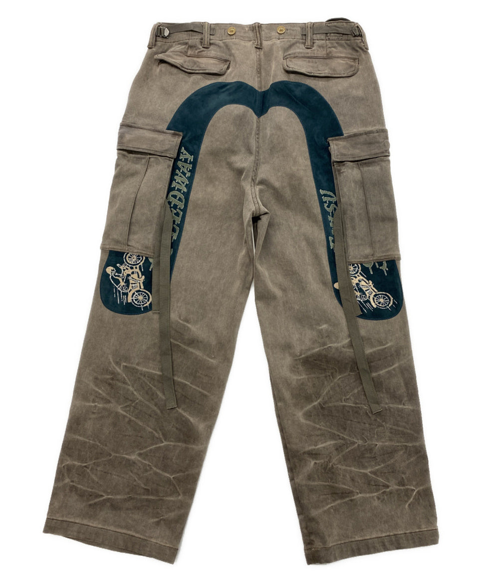 EVISU デニムパンツ ウォッシュ大黒刺繍ワイドレッグカーゴジーンズ メンズ SIZE M エヴィス
