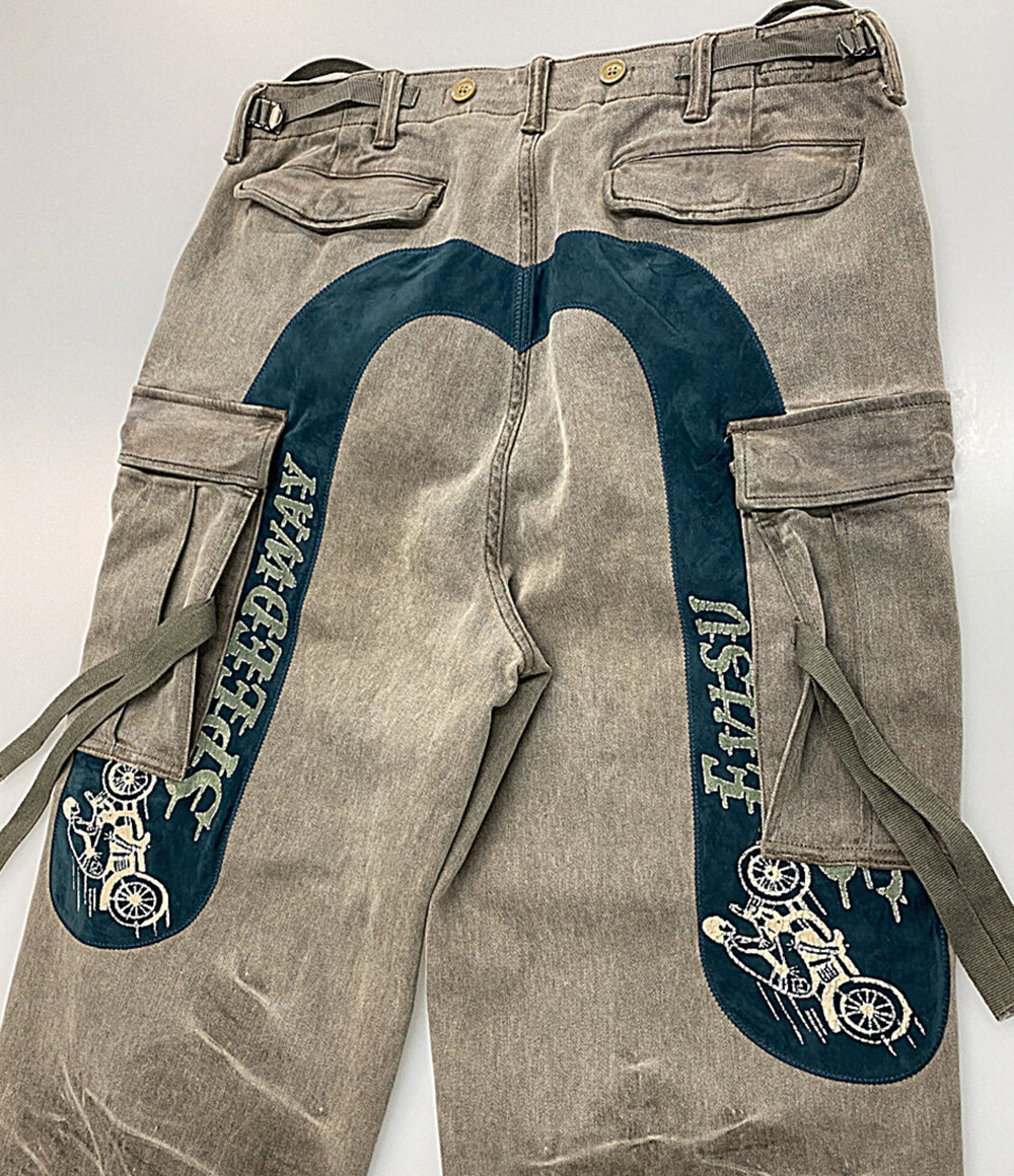 EVISU デニムパンツ ウォッシュ大黒刺繍ワイドレッグカーゴジーンズ メンズ SIZE M エヴィス