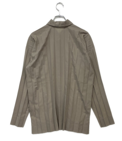 美品 ISSEY MIYAKE HOMME PLISSE オム プリッセ 長袖シャツ EDGE SHIRT ベージュ メンズ SIZE 2 イッセイミヤケ