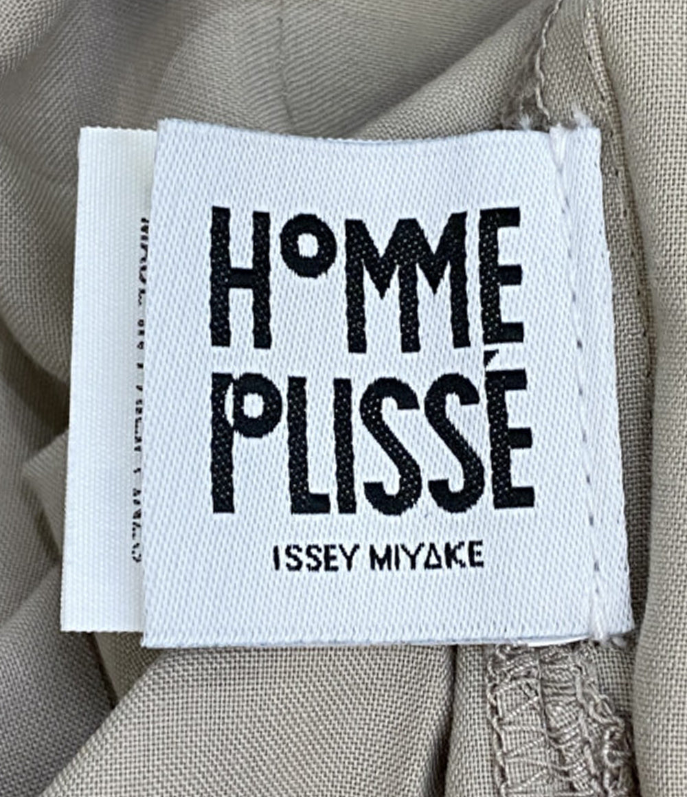 美品 ISSEY MIYAKE HOMME PLISSE オム プリッセ 長袖シャツ EDGE SHIRT ベージュ メンズ SIZE 2 イッセイミヤケ