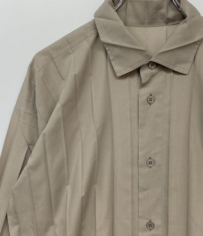 美品 ISSEY MIYAKE HOMME PLISSE オム プリッセ 長袖シャツ EDGE SHIRT ベージュ メンズ SIZE 2 イッセイミヤケ