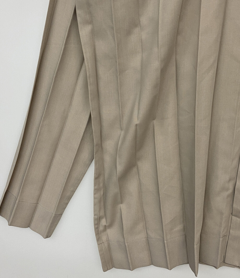 美品 ISSEY MIYAKE HOMME PLISSE オム プリッセ 長袖シャツ EDGE SHIRT ベージュ メンズ SIZE 2 イッセイミヤケ